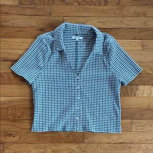 Madewell green and White Gingham Button-Down Shirt